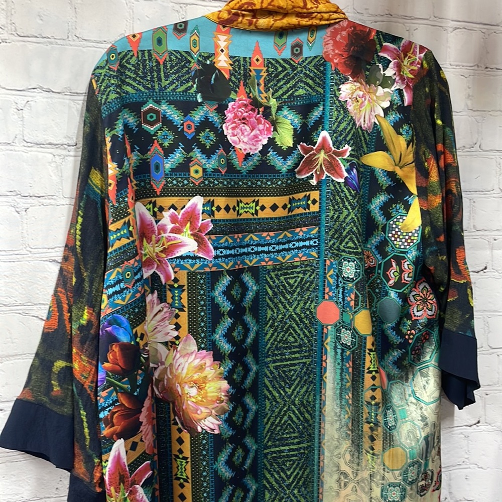 John•Mark block floral patterns embroidered front open medium cardigan - Picture 10 of 11